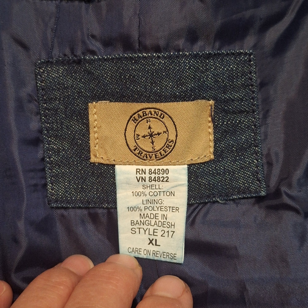 Haband Travelers 100% Cotton Dark Blue Denim Jacket Blazer - Picture 10 of 12